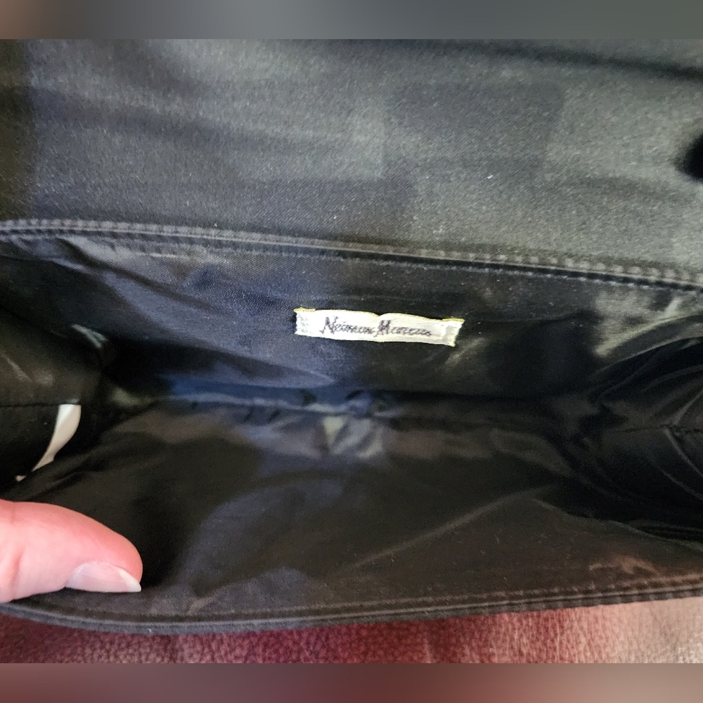 Neiman Marcus Black Satin Evening Bag Wristlet / Clutch - Picture 6 of 9
